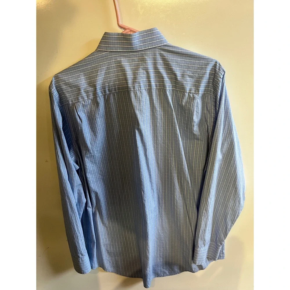 Banana Republic Mens Blue White Plaid Button Down Shirt Size M 15-15.5 Medium